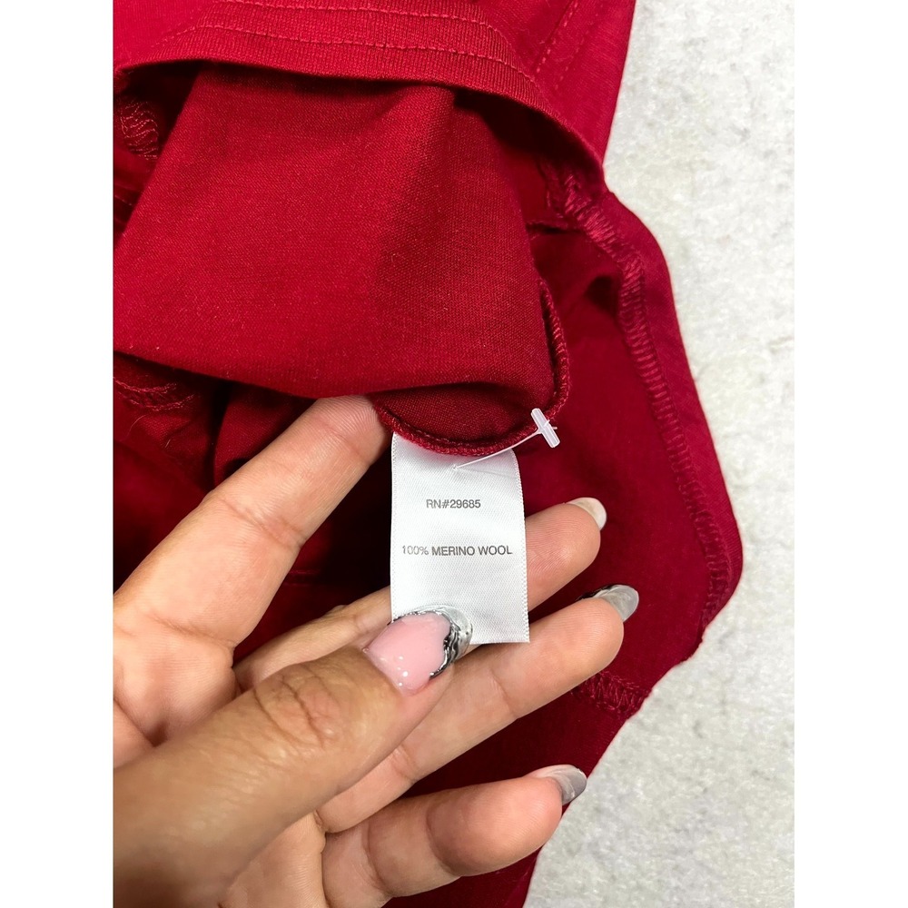 Pendleton Henley Top Womens XS Red Merino Wool Long Sleeve Curved Hem Sweater - Picture 5 of 9
